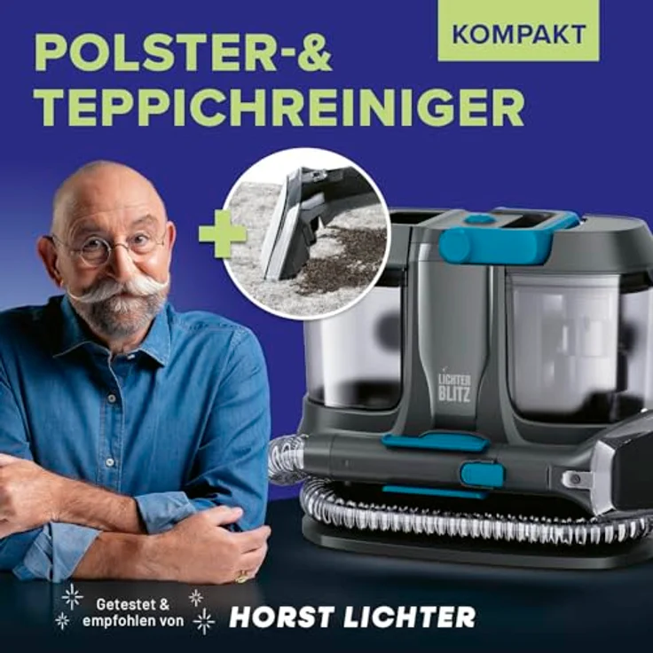 Lichterblitz Polster- & Teppichreiniger Kompakt, 3-in-1 Waschsauger mit 400 W, Nass-Trockensauger, 1,1 l Frischwassertank, selbstreinigend, leicht und tragbar – Bild 2