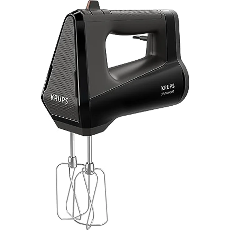 Krups GN6028 3MIX 6000 Handmixer | 600 W | präzise Kontrolle | Soft-Touch-Griff | langes Kabel | praktischer Geschwindigkeitsregler | inkl. Quirle und Knethaken | Schwarz – Bild 2