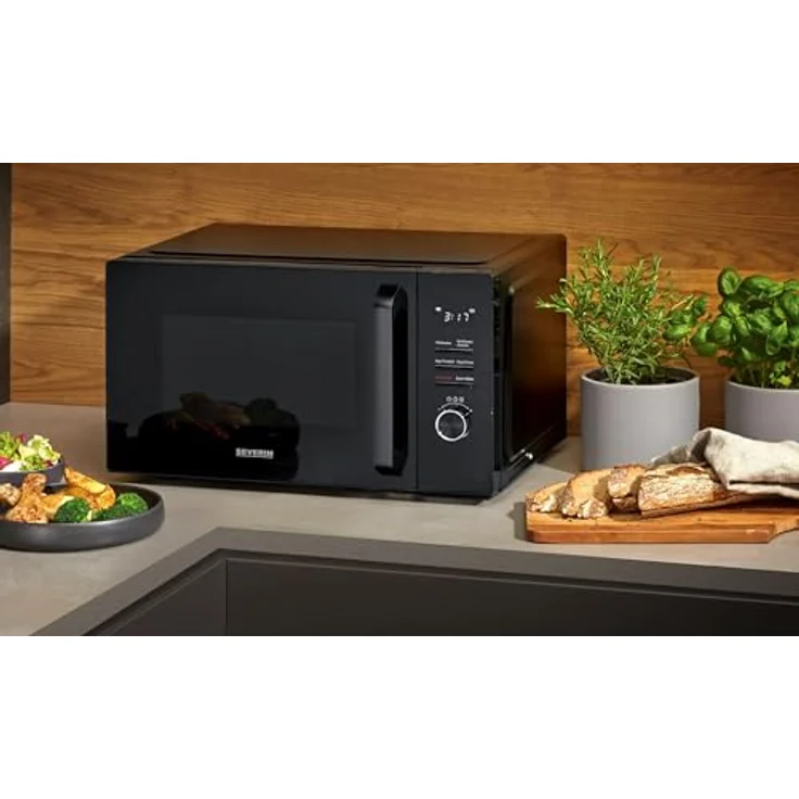 SEVERIN MW 7798, Mikrowelle mit Grill und Heißluft-Funktion bis 240°C, 29L, 900W, 11 Programme, inkl. 2 Grillroste, schwarz – Bild 5