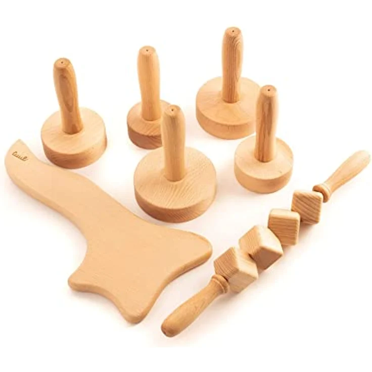 tuuli Accessories Brasilianische Maderotherapie Holz Set Massagegerät Swedische Tasse Roller Cellulite Lymphdrainage Gerät – Bild 2