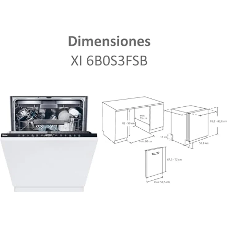 Haier Einbau-Geschirrspüler XI 6B0S3FSB, 16 Gedecke, Weiß, mit WLAN, leise 40 dB, Energieeffizienz B – Bild 3