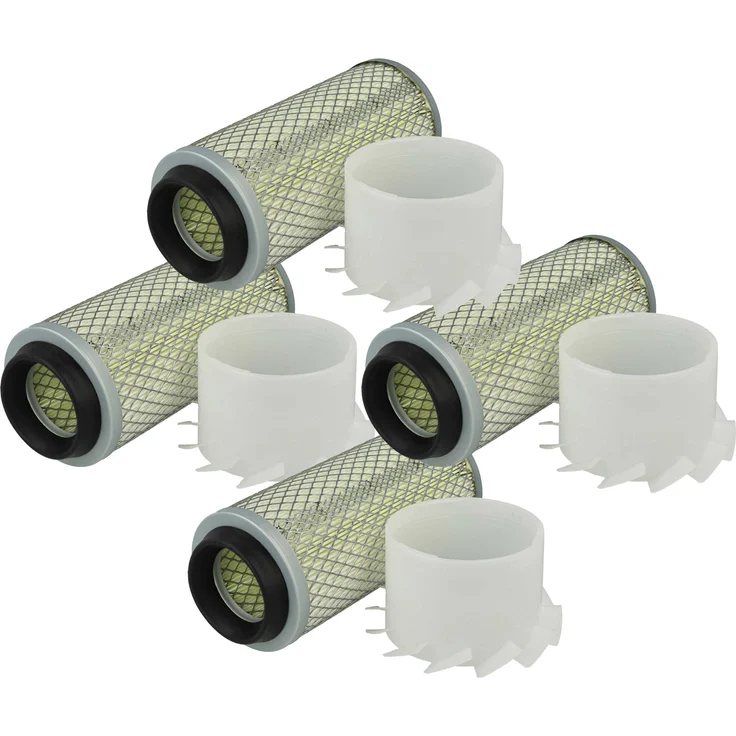 vhbw 4x Luftfilter für Bobcat X 220, Kubota D750-BWClark2, Ford 542B, KOHLER Bagger - Außenmotorfilter, schwarz/weiß/silber