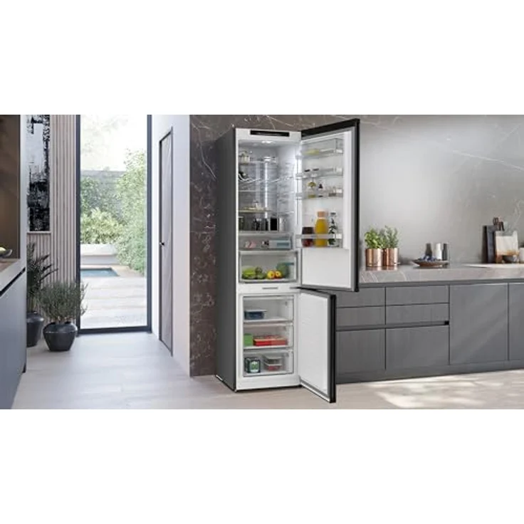 Siemens KG39N4X1F, Kühl-Gefrierkombination mit Gefrierbereich unten, 203 x 60 cm, gebürsteter schwarzer Stahl, AntiFingerprint, Total noFrost – Bild 5