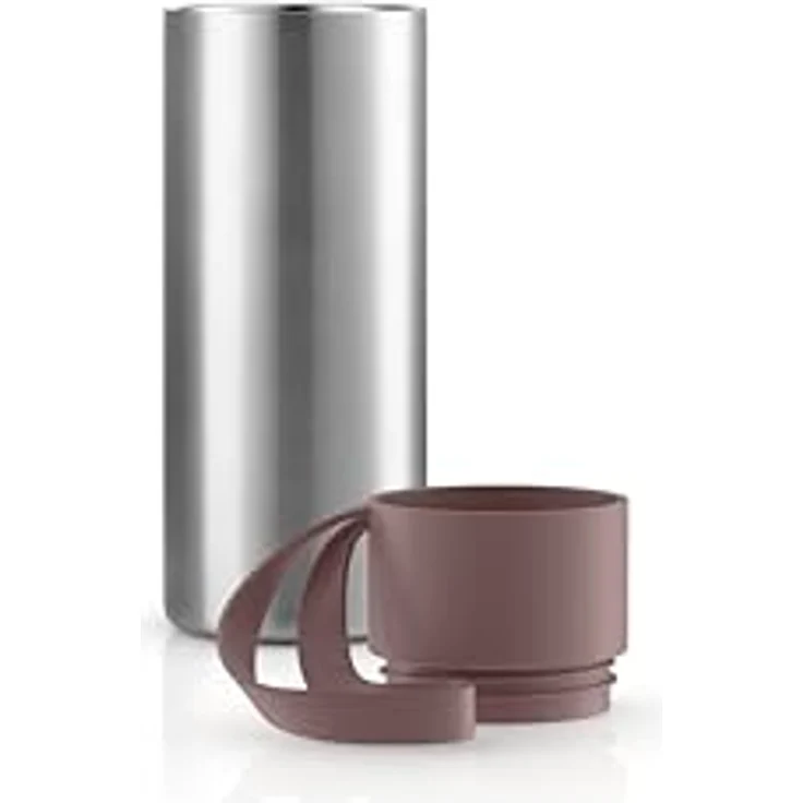 Eva Solo To Go Cup, 0.35 Liter, doppelwandiger Thermobecher in Vintage Brown mit Klickdeckel und Silikon-Trageschlaufe – Bild 2