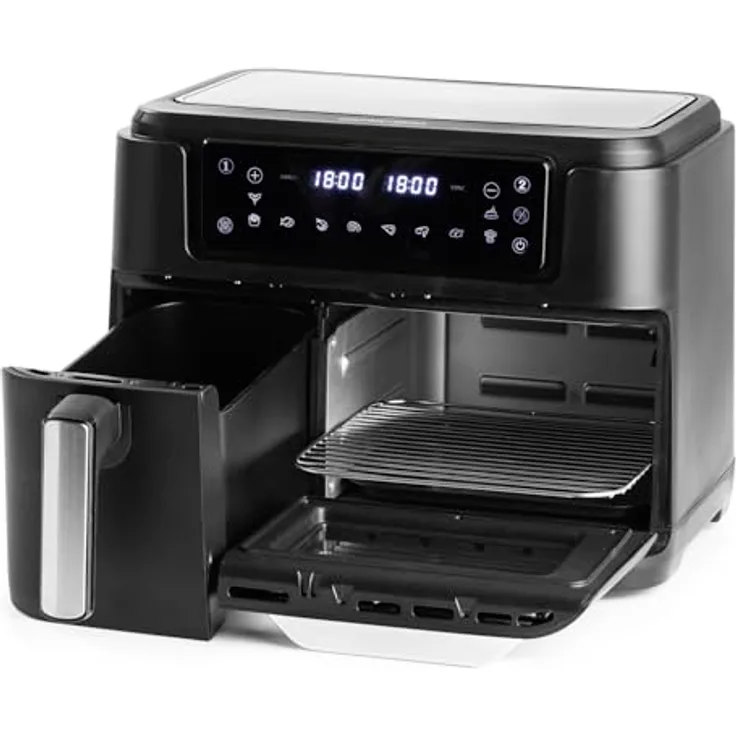 GOURMETmaxx Digitale Heißluftfritteuse | 4-in-1 Multi-Küchentool mit 9 Funktionen und 10 Programmen für perfekte Ergebnisse | Ideal zum Frittieren, Grillen etc. | Sparen Sie Zeit und Energie