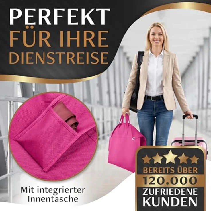 Bruce.® Kleidersack Kurz 100x60 cm, atmungsaktive Kleiderhülle in Fuchsia, Schutz vor Staub und Motten – Bild 3