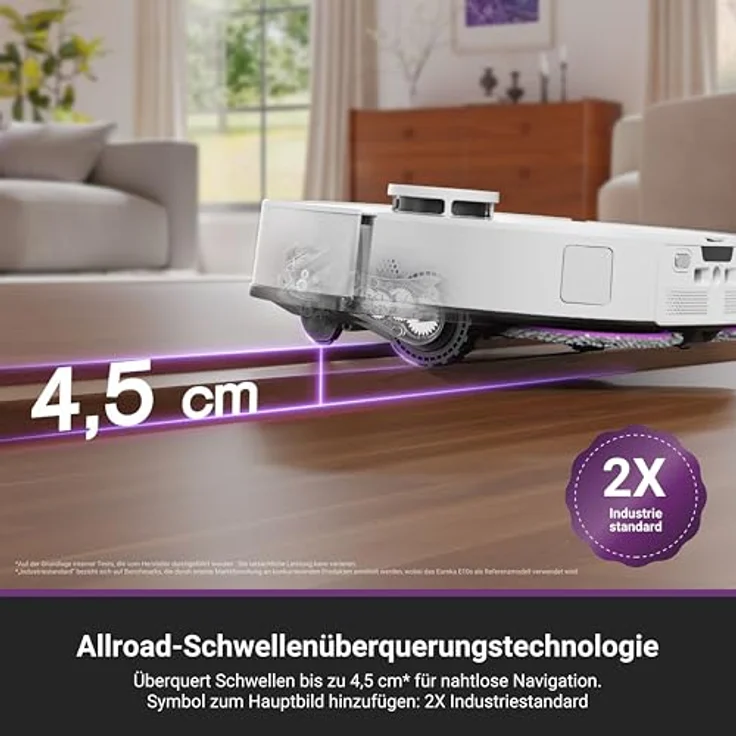 EUREKA J15 Max Ultra Staubsauger-Roboter, 22.000 Pa Saugleistung, selbstreinigend, 4 Liter, Weiß, 67 Dezibeles – Bild 5