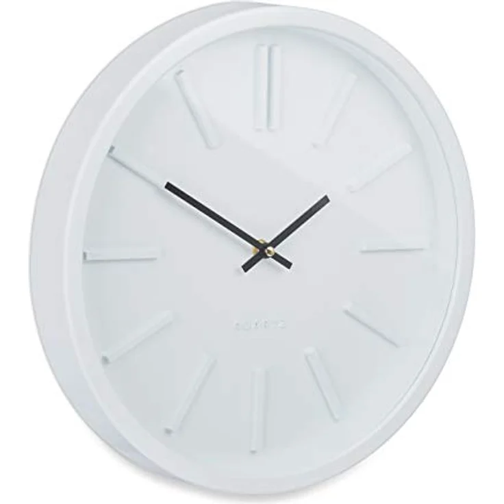 Relaxdays Wanduhr, ohne Sekundenzeiger, modern, analog, Uhr für Küche, Wohnzimmer, Arbeitszimmer, rund, Ø 35 cm, weiß – Bild 1