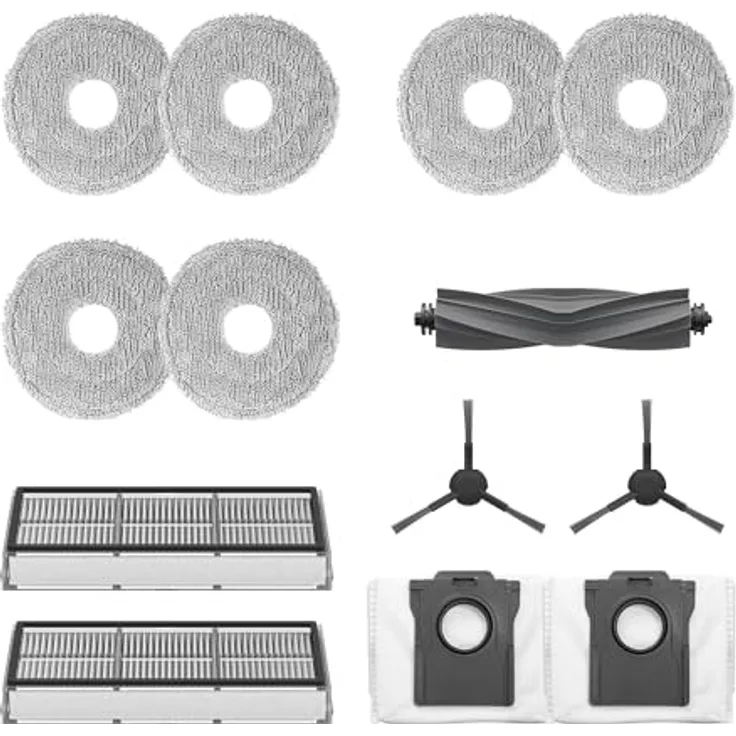 dreame Zubehörset für L10s Pro Ultra Roboter, enthält 1x Hauptbürste, 2X Seitenbürsten, 2X Staubfilter, 2X Staubauffangbeutel, 6X Mopptücher (3 Paare)