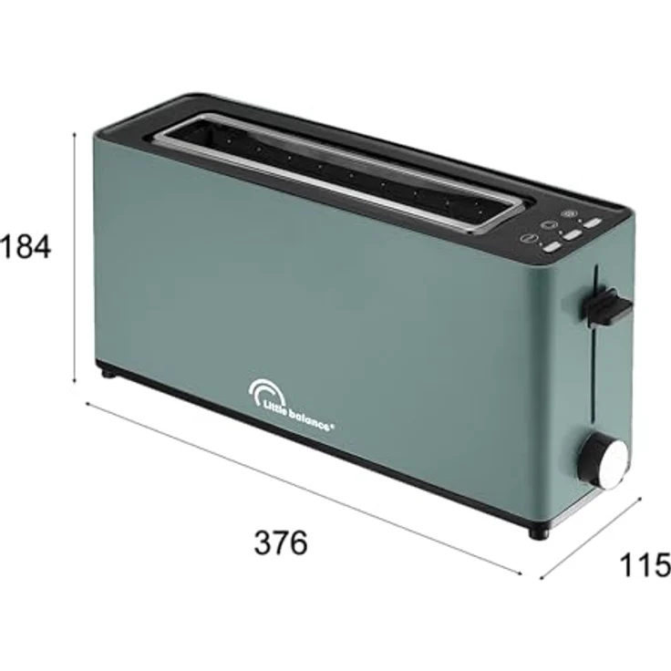 LITTLE BALANCE 8830 Happy Toast, Toaster mit langem Schlitz für Baguette, smaragdgrün, 900 W, 7 Thermostatpositionen, Auftaufunktion, abnehmbarer Krümelbehälter – Bild 3