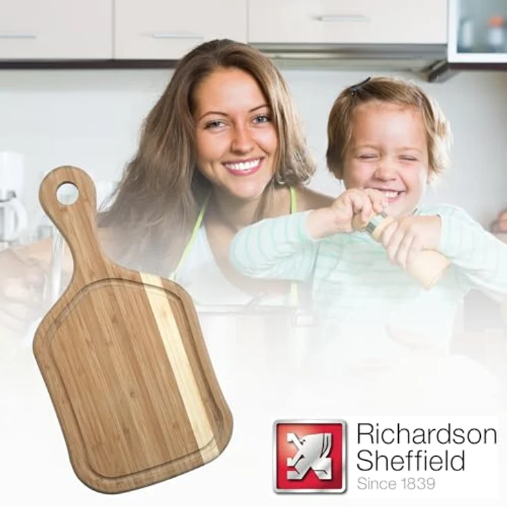 Richardson Sheffield PADDLE Schneidebrett, 2 x 38 x 19.3 cm, mit Saftrille, Holzbrett Küche, Cutting Board, Brettchen, Küchenutensilien Holz, Bambus, Braun – Bild 8