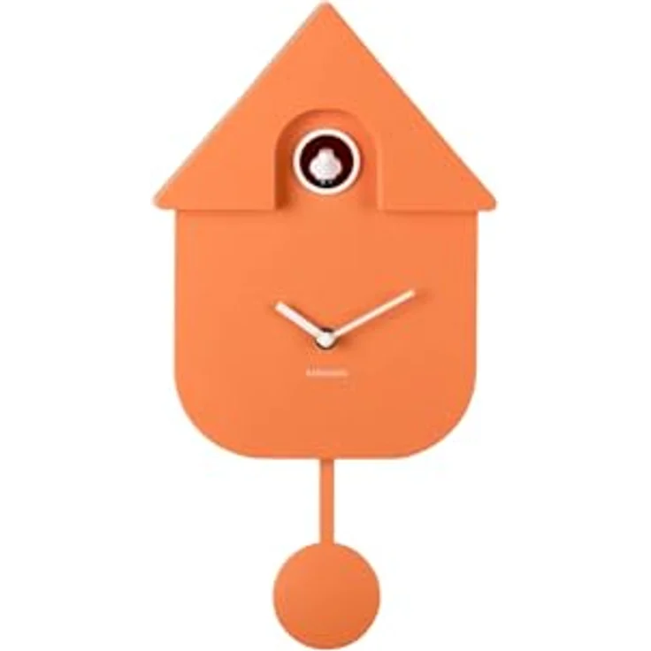 Karlsson Klok Modern Cuckoo, Wanduhr aus Kunststoff in Orange, 22x41x9 cm, modernes Koekoeksklok-Design – Bild 5