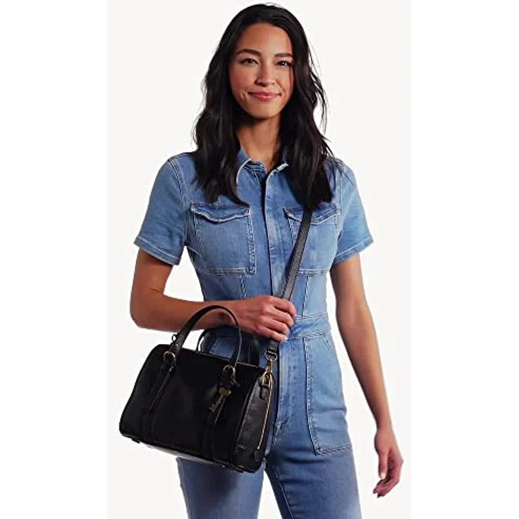 Fossil Umhängetasche Carlie, Rindsleder, Black (schwarz), mit weiter Öffnung – Bild 7