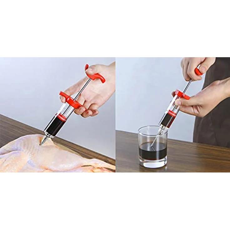 Ruhhy Fleischspritze-Set Marinadenspritze 50ml mit 3 Edelstahl-Fleischnadeln zum Pökeln für Rinder- und Schweinebraten, BBQ Smoker Zubehör – Bild 9
