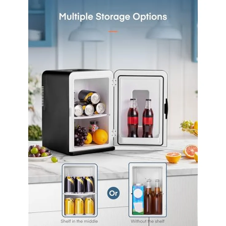 FOHERE 2 in 1 Mini Kühlschrank 15L, Kühlschrank mit Kühl- und Heizfunktion, DC/AC für Autos und Büros, ECO-Low-Noise-Modus, Schwarz – Bild 2
