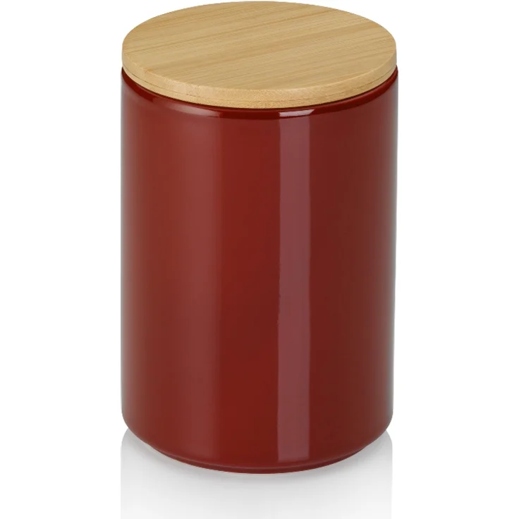 Kela Cady Kochtopf, 0,8 L, Keramik, Rot mit Bambusdeckel und Silikonring