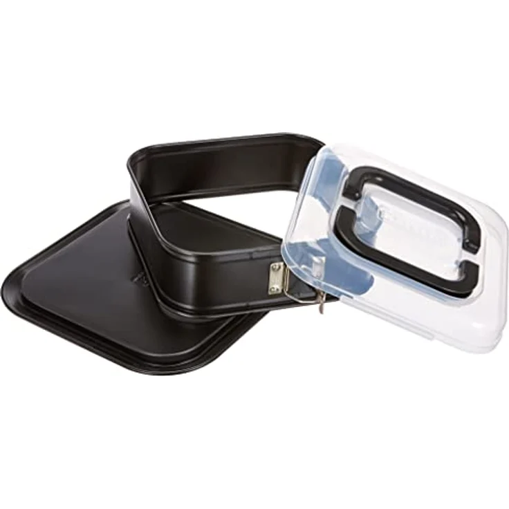 Kaiser Inspiration Springform, eckig 24 x 24 cm, Flachboden, Transporthaube, antihaftbeschichtet, auslaufsicher, klappbarer Griff – Bild 3