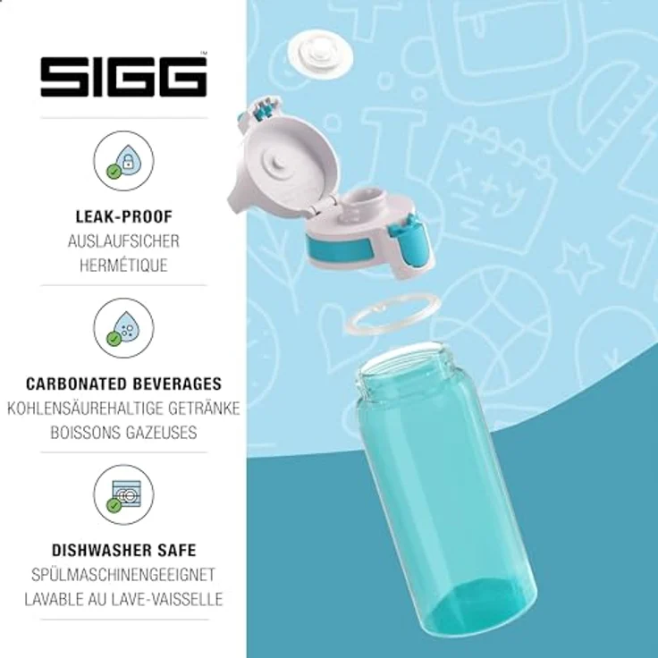 Sigg VIVA ONE Aqua, Sport, 0.5 L, Polypropylen, BPA Frei, Türkis Trinkflasche, Kunststoff, 0.5 Liter – Bild 3