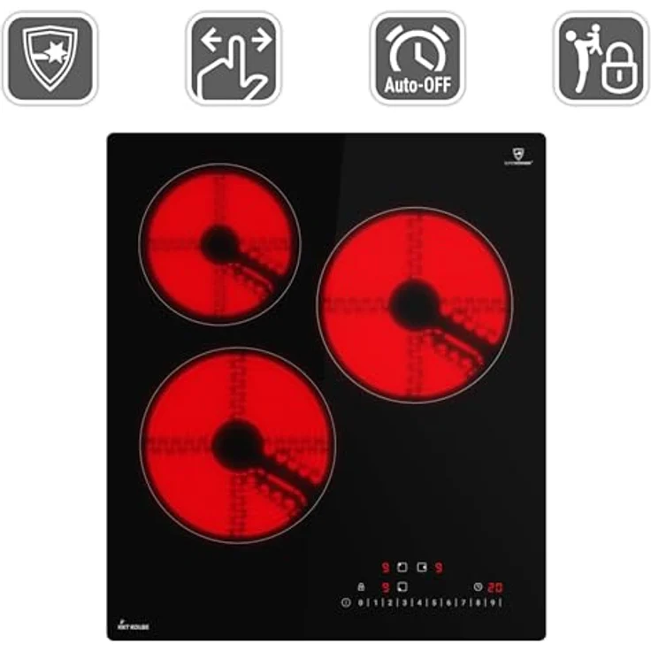 KKT KOLBE Elektro-Kochfeld KF4500RL, 45cm / Autark / 9 Stufen / 3 Zonen / Rahmenlos, in Schwarz – Bild 6