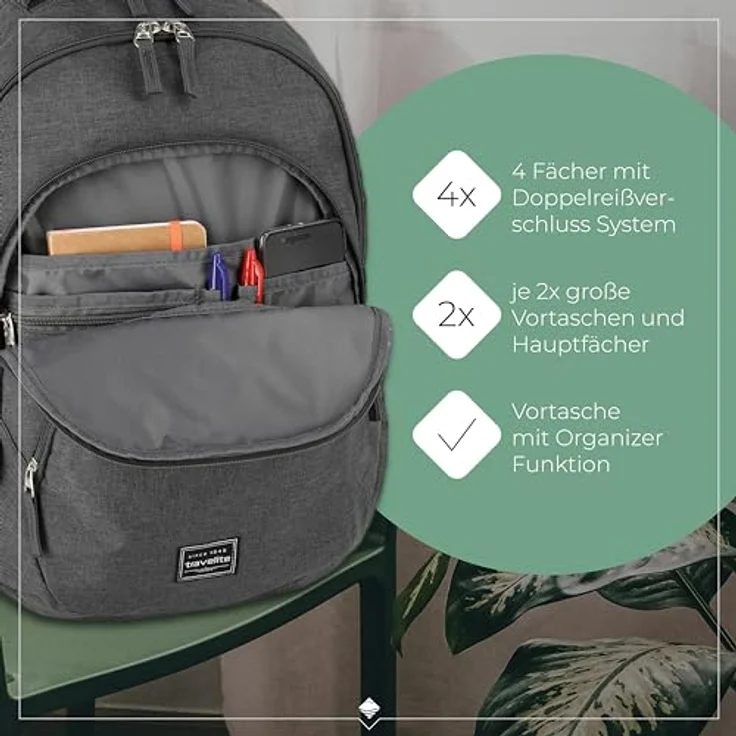 travelite Basics Rucksack Melange, 45 cm – Bild 5