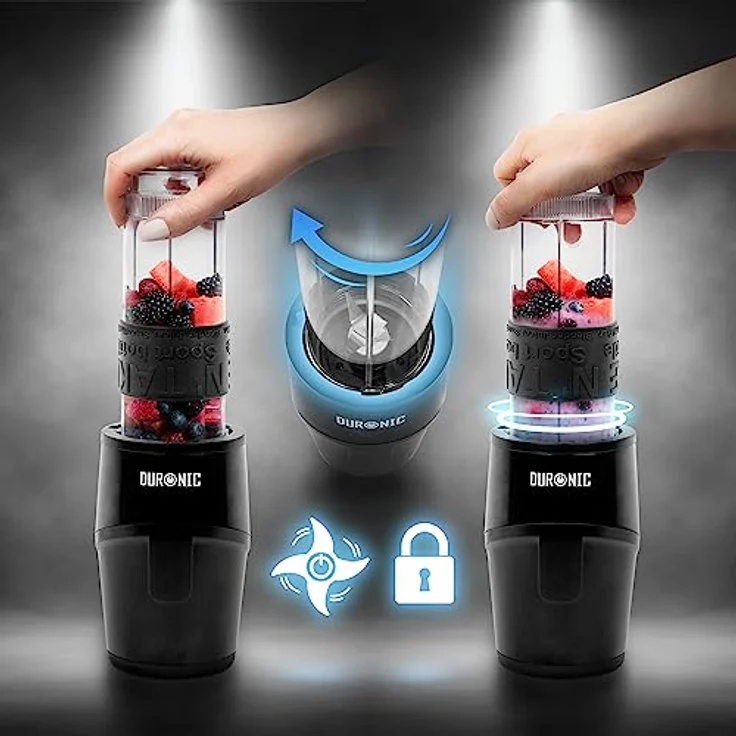 Duronic BL510 Mini-Standmixer | Mini Smoothie Maker | Standmixer 23.000 U/min | 500 W Elektrischer Blender | Shake Mixer mit 570 ml Trinkflasche to go (BPA-frei) | Obst Gemüse Frucht Saft Entsafter – Bild 4