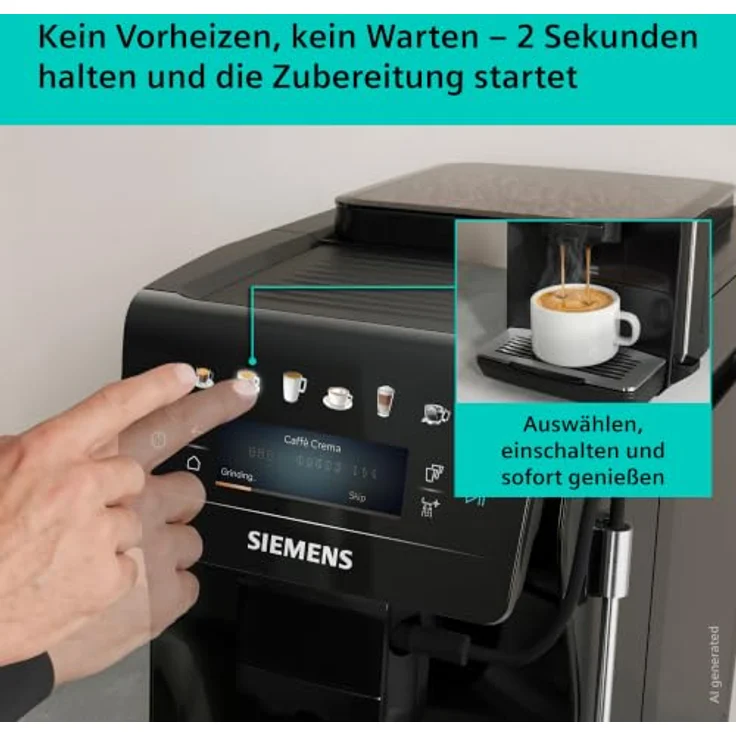 Siemens Kaffeevollautomat EQ600 iAroma, 6 Getränke, Doppeltassenfunktion, XL-Getränke bis 480ml, Kannenfunktion, Schwarz, TP601E09 – Bild 4