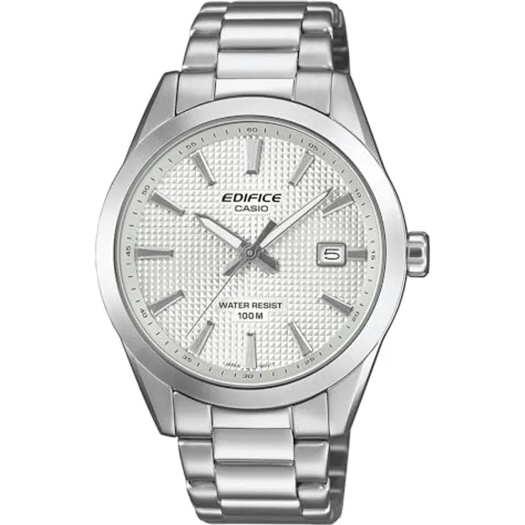 Casio EFV-160D-7AVEF, Herren-Armbanduhr aus Edelstahl mit weißem Zifferblatt, Quarzwerk und Kalenderfunktion