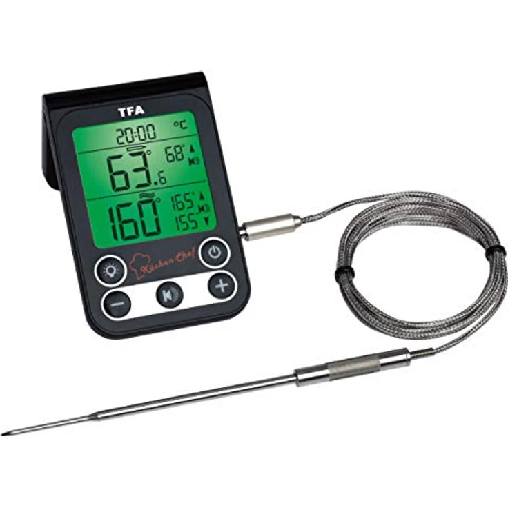 TFA Dostmann Küchen-Chef Digitales Grillthermometer-Bratenthermometer, Kontrolle der Kerntemperatur und Garraumtemperatur, mit Knickschutz und Alarmton – Bild 2
