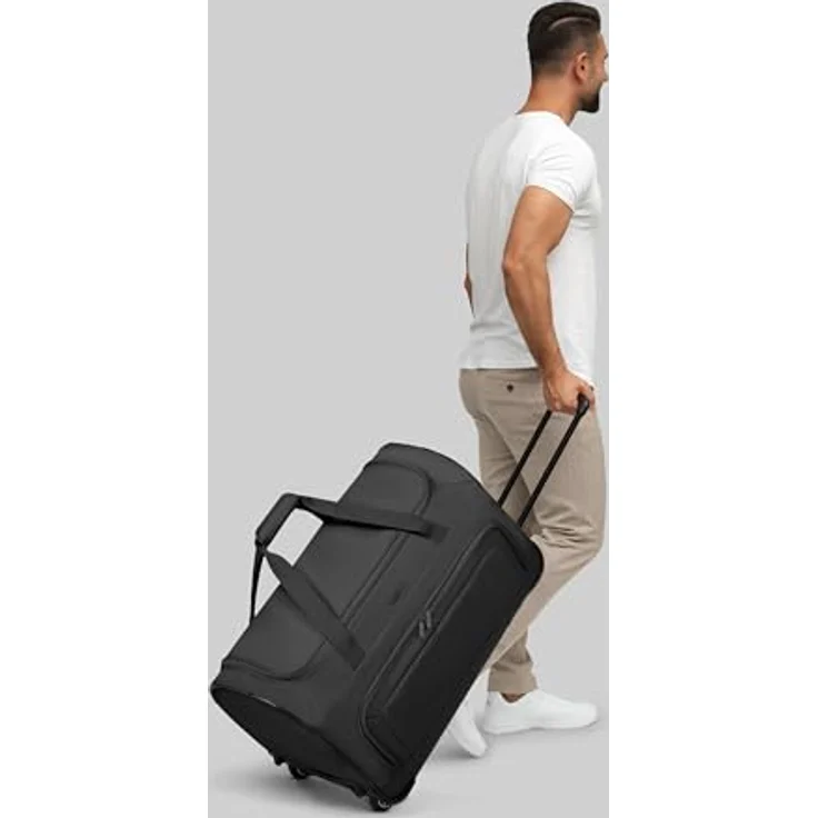 Redolz Duffle Essentials, 2 Rollen Reisetasche mit 80 l Stauraum, Schwarz, arretierbarer Griff und robuste Polyester-Konstruktion – Bild 4