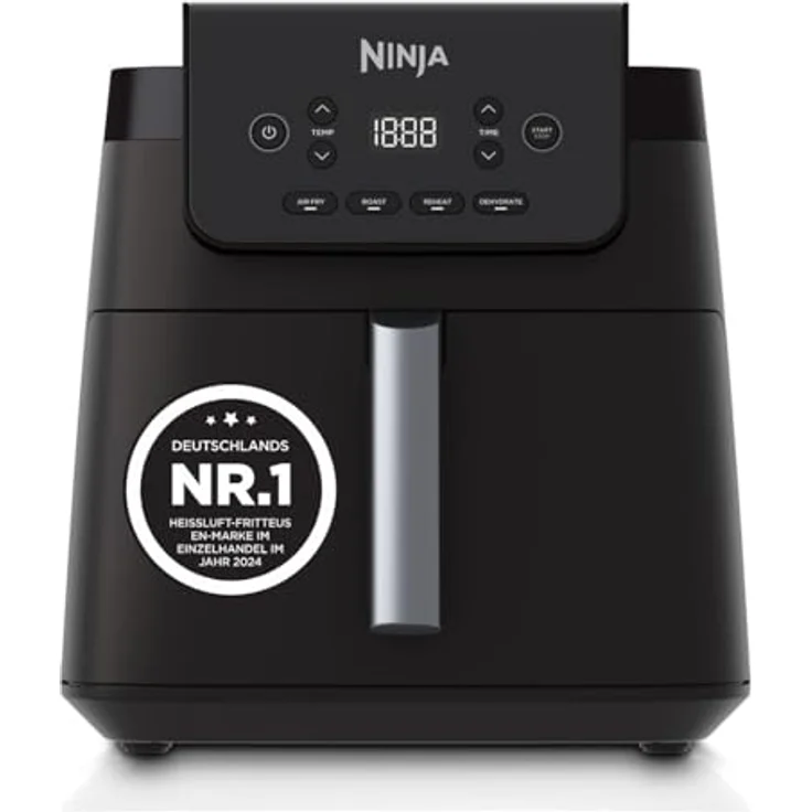 Ninja Heißluftfritteuse AF170EU, 6,2 l, ohne Öl, digitale Steuerung, große quadratische Schublade, antihaftbeschichtet, spülmaschinengeeigneter Korb, Schwarz – Bild 1
