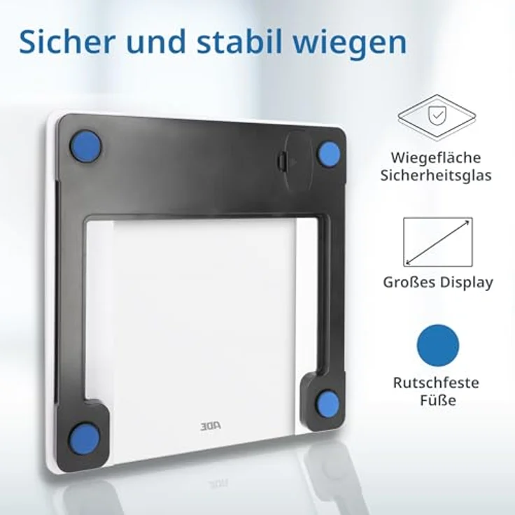 ADE Digitale Körperfettwaage bis 200 kg | Personenwaage mit Körperfettanalyse, BMI, Muskelmasse, Körperwasser, Gewicht, BMR | Körperwaage mit Benutzererkennung | weiß – Bild 5