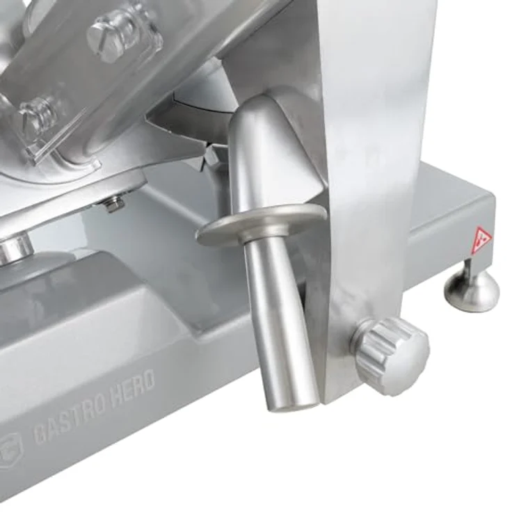 GastroHero Aufschnittmaschine ASM 250 mm, Schrägschneider mit gehärtetem Messer, einstellbare Schnittstärke 0,2-12 mm, max. Schnitthöhe 170 mm – Bild 4
