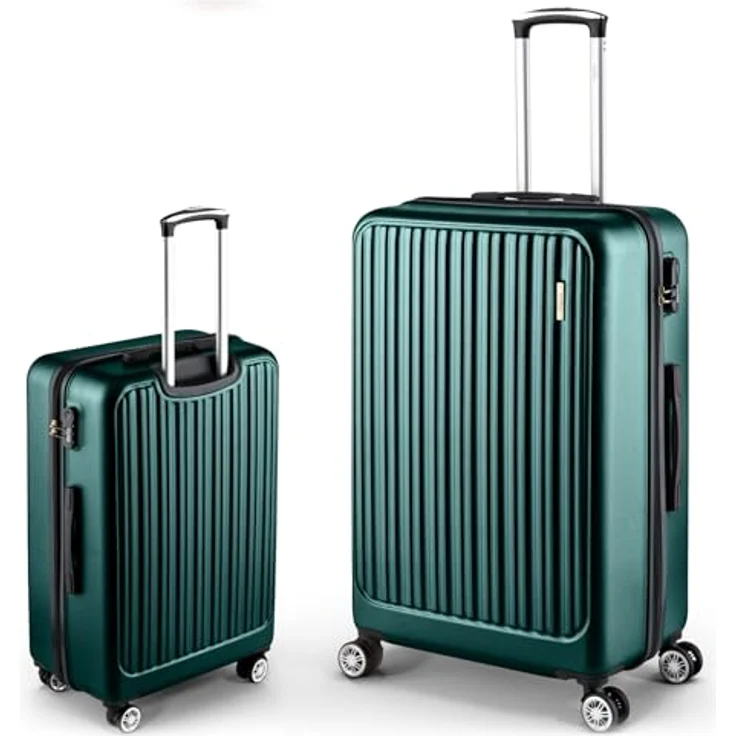 Easy Move ABS Hartschalenkoffer 74cm, Ergonomischer Trolley mit 360° Rollen und Zahlen-Schloss, Dunkelgrün – Bild 1