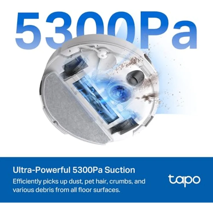 TP-Link Tapo RV30 Max Plus, Staubsauger Roboter mit Auto-Empty, 5300 Pa Saugkraft, Wischfunktion, Weiss – Bild 2