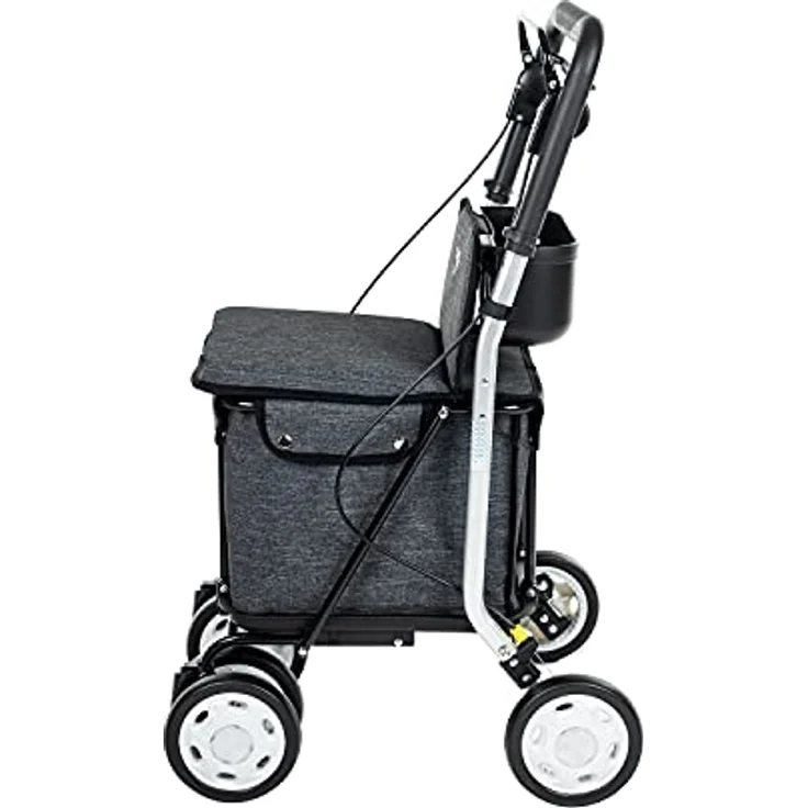 Carlett - Einkaufstrolley Rollator mit 4 Rädern und Sitz, Zusammenklappbarer Einkaufswagen mit herausnehmbarer Einkaufstasche 29L/15kg, Lett800 Senior Comfort, Azurro – Bild 3