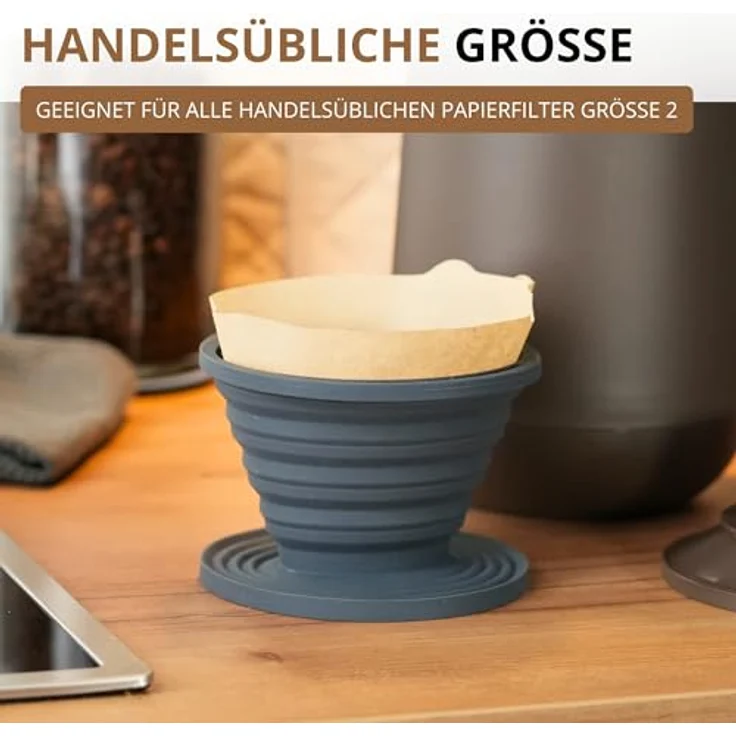 Westmark Faltbarer Kaffeefilter aus Silikon, wiederverwendbar, hitzebeständig bis 200 °C, Schwarz, Gr. 2, ideal für Reisen und Camping – Bild 4