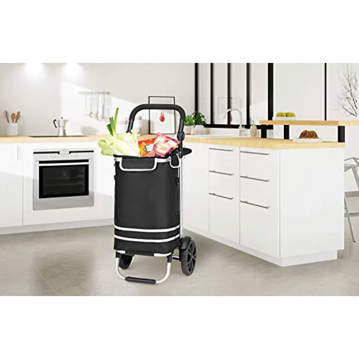 MONZANA® 3in1 Einkaufstrolley 56L bis 40 kg klappbar abnehmbare Tasche Handwagen Einkaufswagen Einkaufshilfe Roller Schwarz – Bild 2