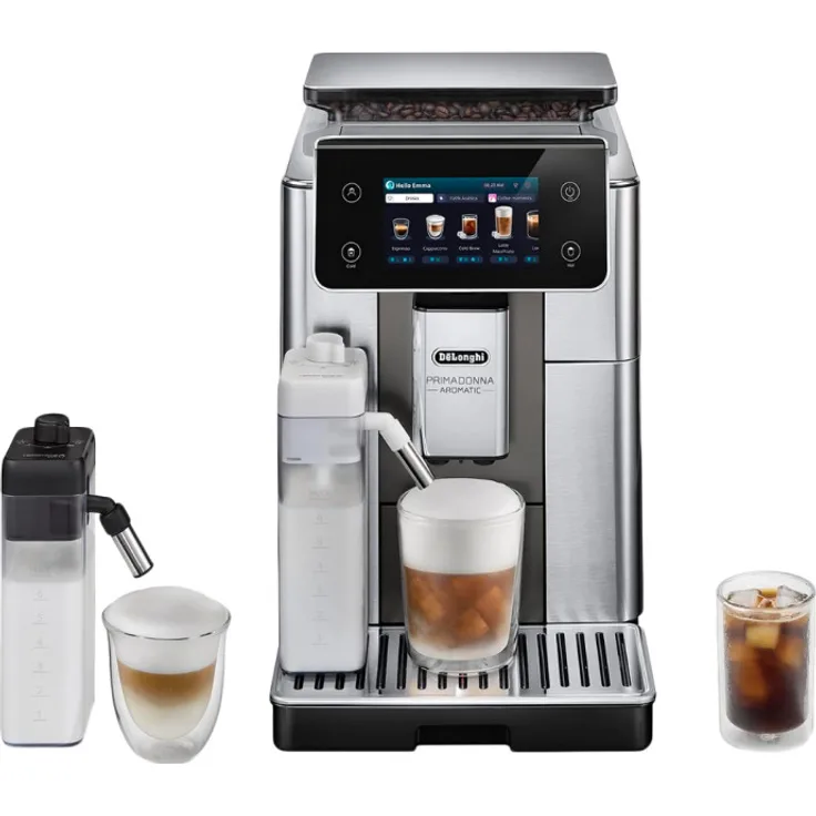De'Longhi PrimaDonna Aromatic ECAM630.75.TSM Kaffeevollautomat, 35 Rezepte, Cold Brew, Touchscreen, Bohnen, Scheibenmahlwerk, 2,2 l, WiFi