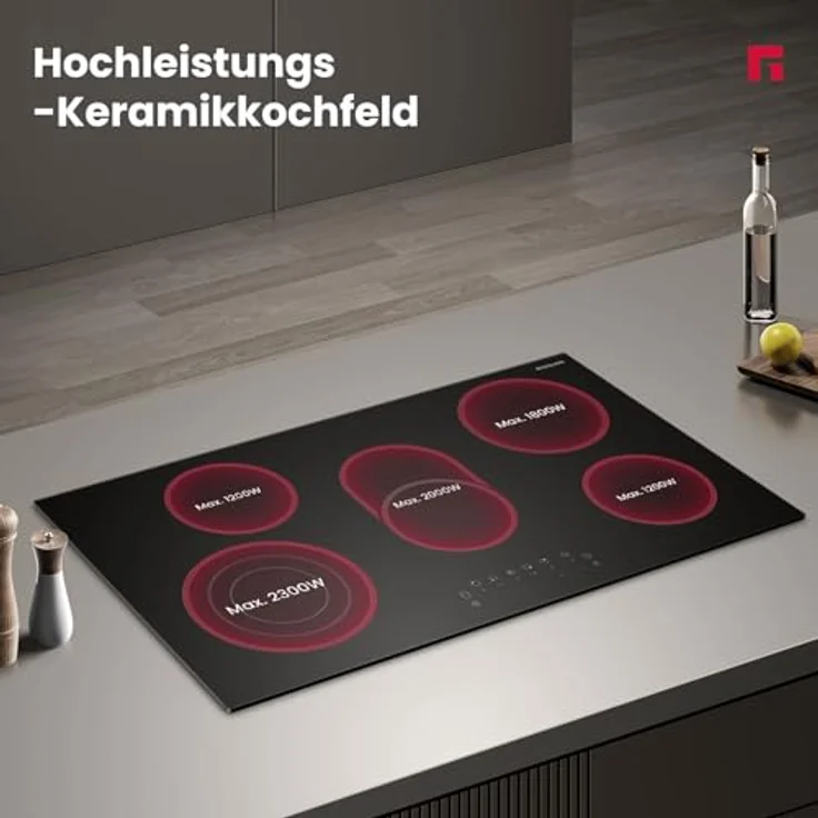 GASLAND CH90BF Glaskeramikkochfeld, 90 cm, 5 Kochzonen, 8500 W, Touch-Steuerung, Dreifach- und Ovalzonen, integrierter Timer – Bild 2