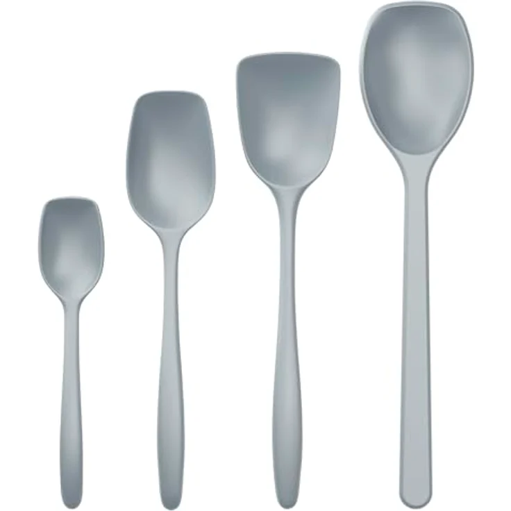 Rosti Classic Kochlöffel Set 4-teilig, Küchenhelfer Set mit 3 hitzebeständigen Kochlöffeln & 1 Bruchsicherem Backlöffel, Kunststoff, spülmaschinenfest, Dusty Blue – Bild 1