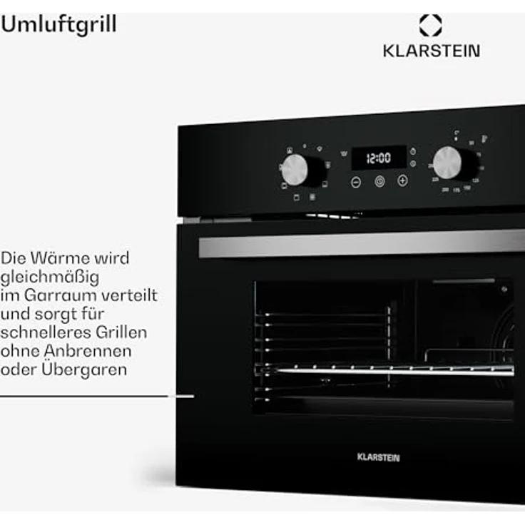 Klarstein SpaceSmart Einbaubackofen 41 L, 8 Funktionen, Dampfreinigung, Energieklasse A, kompaktes Design – Bild 5