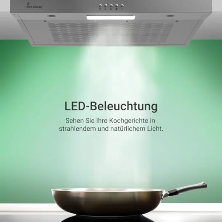 KKT KOLBE Unterbau-Dunstabzugshaube Flachschirmhaube UBH200ED, 60 cm Edelstahl silber, Abluft- und Umluftbetrieb, LED-Beleuchtung, 3 Leistungsstufen – Bild 4