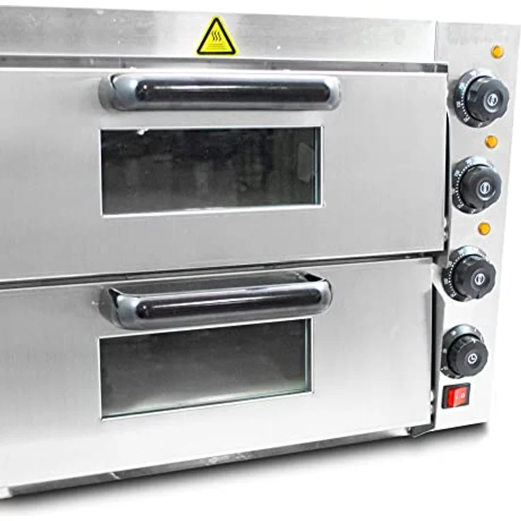 Bituxx Elektrischer Pizza Doppelofen MS-18168, 3000 Watt, Silber, mit getrennten Temperatureinstellungen und Schamottstein für knusprigen Boden – Bild 9