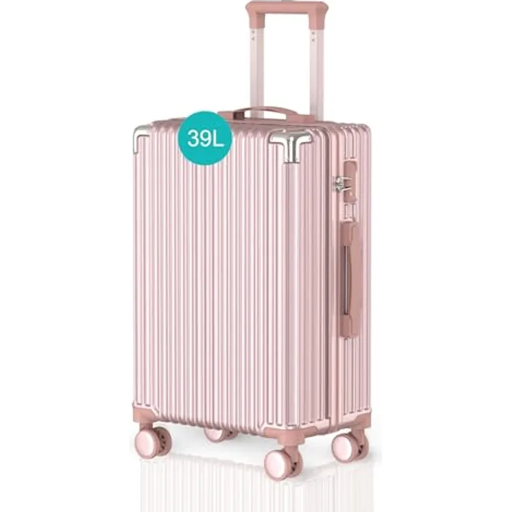 Voyagoux Hartschalenkoffer klein - 39L, TSA-Schloss, 4X 360° Rollen, ABS, Robust und Leichtgewicht, 57x35x24, Roségold
