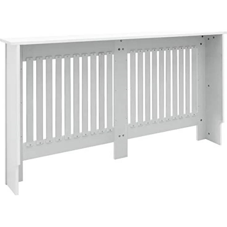 ECD Germany Heizkörperverkleidung Landhausstil, 152x19x82cm, Weiß, MDF lackiert, selbstmontierbar mit Regaloberfläche – Bild 3