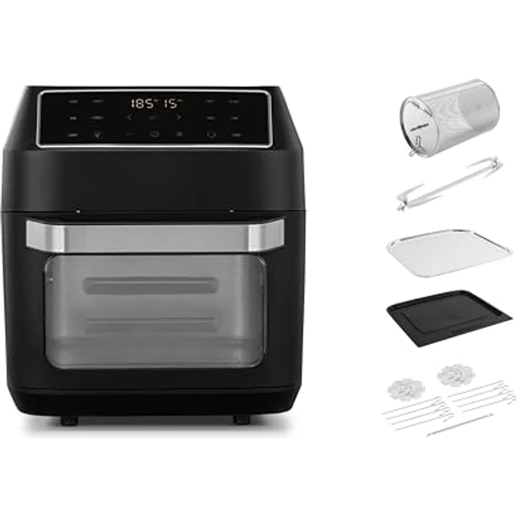 Linsar Heißluftfritteuse 12 Liter, Multifunktions Mini Backofen, 10 in 1 Heissluftfritteuse mit digitalem LED-Display, 6 Zubehör, 1700W, Schwarz – Bild 3