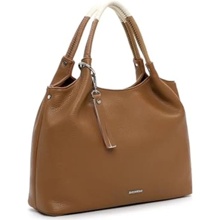 EMILY & NOAH Shopper E&N Jeanine, elegante Handtasche aus hochwertiger Echtleder-Optik mit Quasten-Applikation, beige – Bild 3