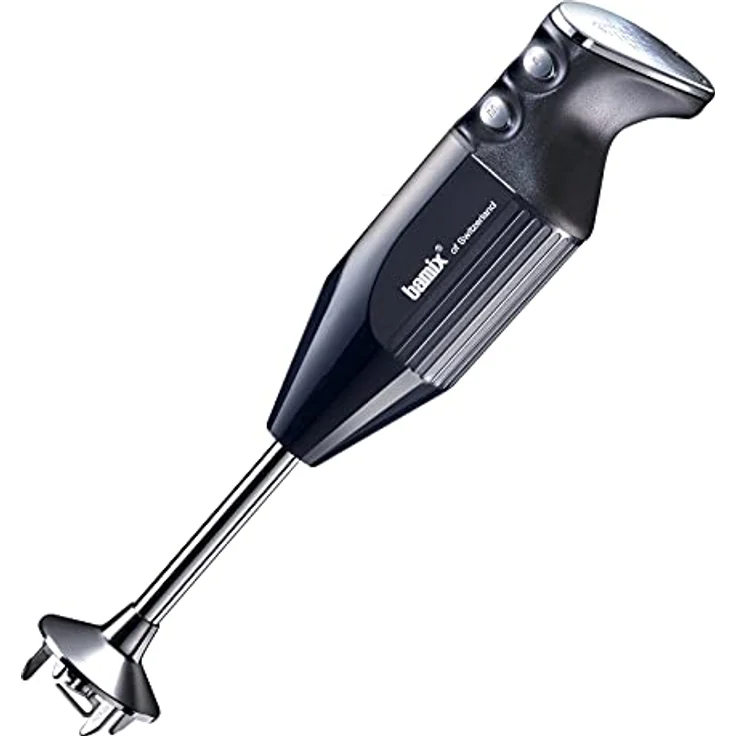bamix Stabmixer Set M350 MAXX inkl. Multifunktions-, Fleisch-, Gemüsemesser, Quirl, Schlagscheibe aus Edelstahl, 350 Watt, 2-Stufen, Made in Switzerland, Schwarz/Chrom – Bild 2