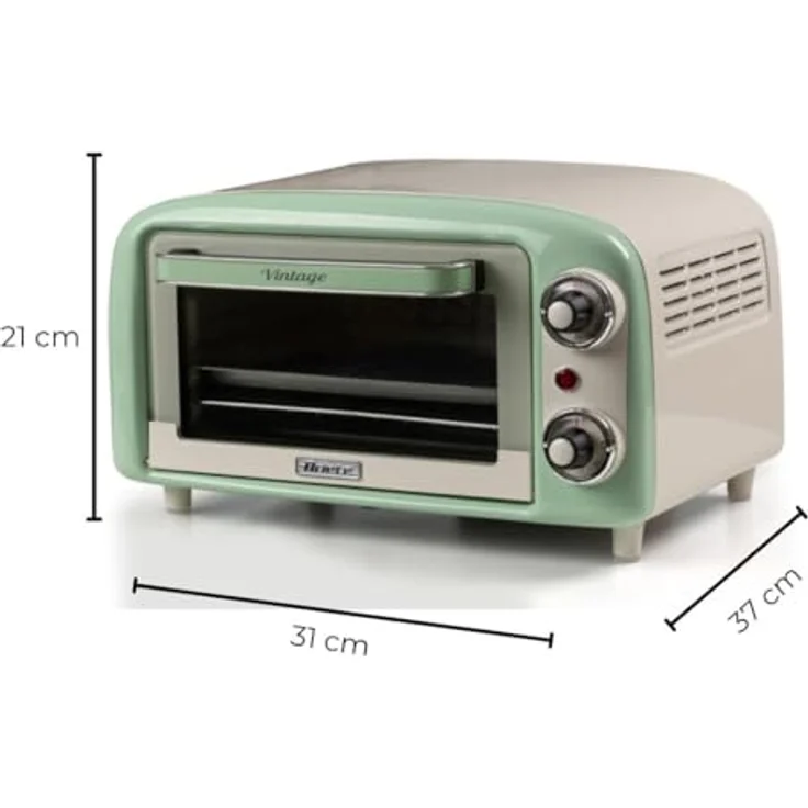 Ariete 3919 Vintage Minibackofen, 10 L, bis 230°C, 60-Minuten-Timer, Edelstahl-Grill, 800W, Grün – Bild 3