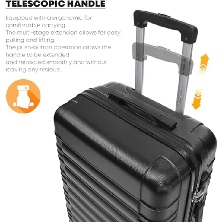 YONSLY Premium Reisekoffer XL, Hartschalen-Koffer mit TSA-Schloss, YKK-Reißverschluss, 4 leise 360° Rollen, schwarz – Bild 5